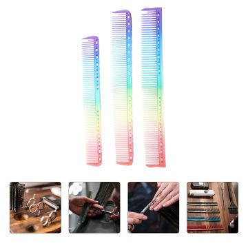 3 Pcs Rainbow Hair Comb Colorful Barber Round Brush Plastic Fine Tooth Combs Styling Mini Cutting Salon Supplies