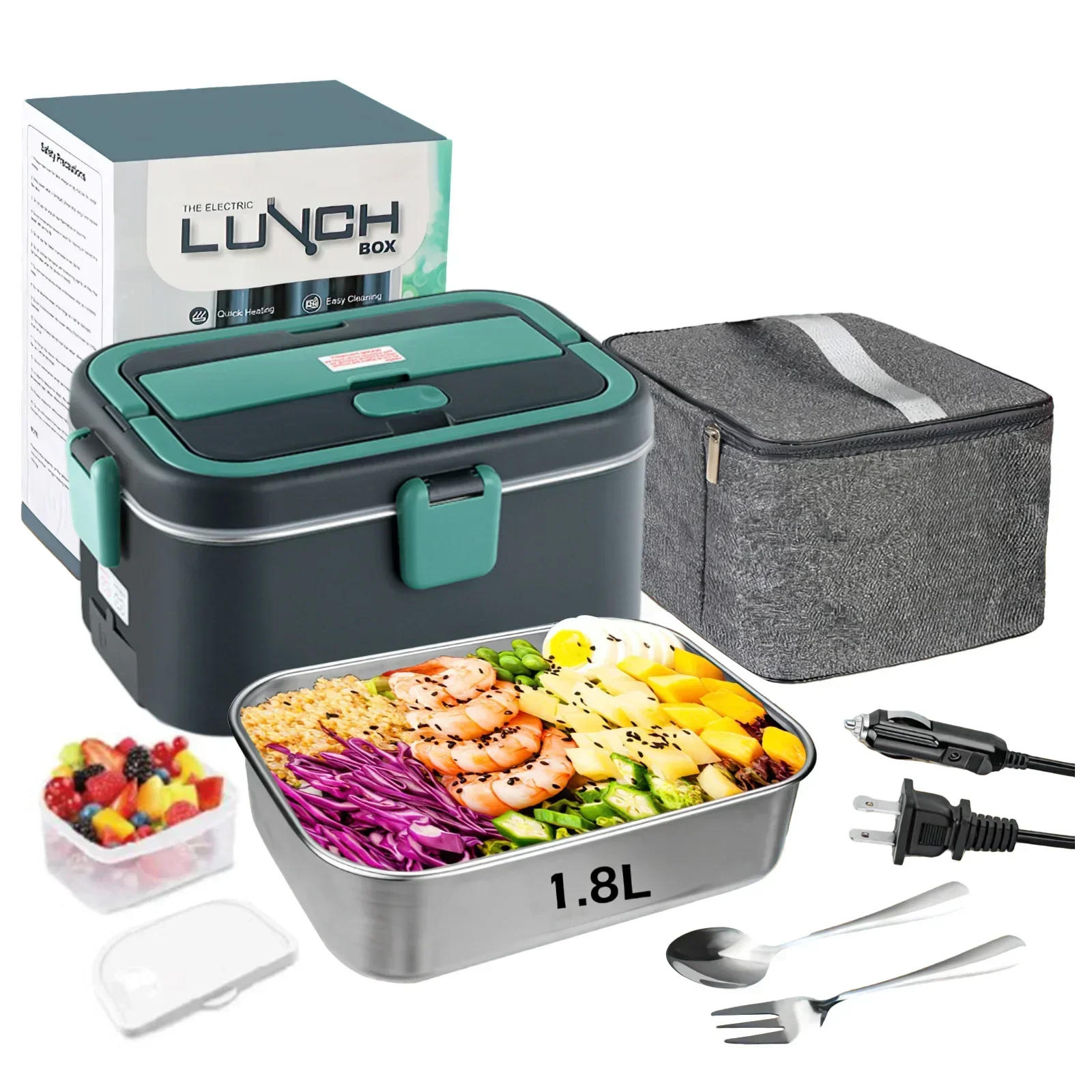 Description Picture 3 of itemElectric Lunch Box Food Warmer 1.8 L 80W  Camping Bento Picnic Portable Food Heater Car/Truck/Home in-car Electric Lunch Box