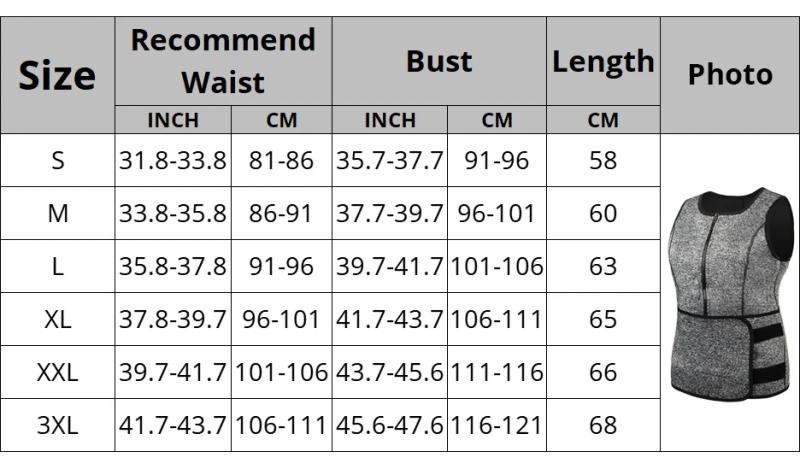 Description Picture 3 of itemMen Waist Trainer Slimming Vest Sauna Sweat Compression Workout Shirts Fat Burner Stomach Slim Body Shaper Weight Loss Suit