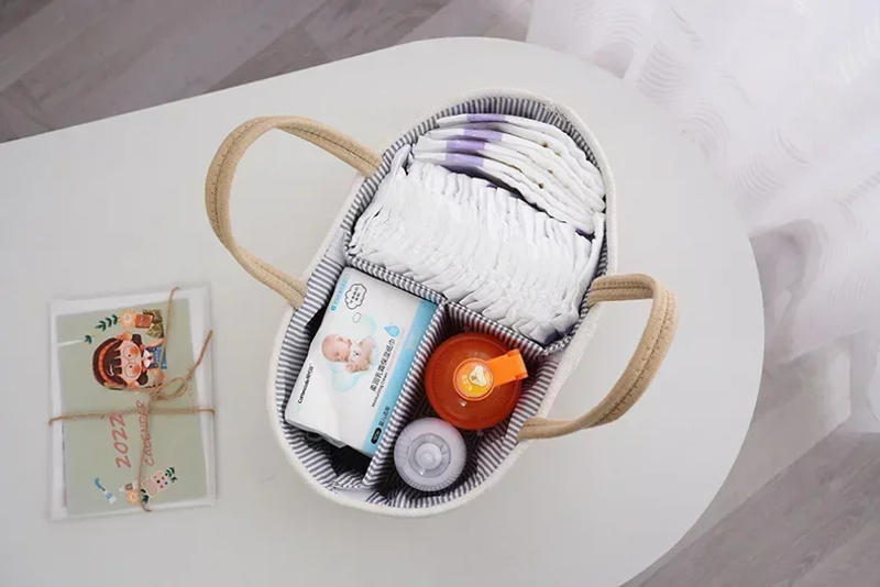 Description Picture 4 of itemBaby Diaper Bottle Storage Basket Sectional Portable Storage Basket Outdoor Travel Stroller Carrying Bag Woven Storage Basket