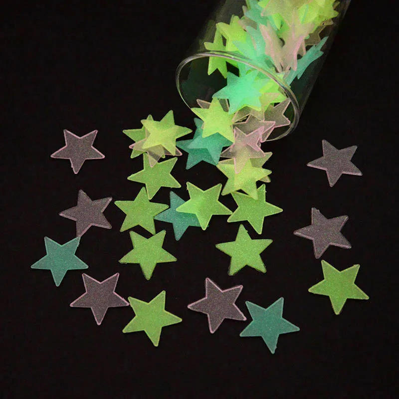 Description Picture 3 of item100pcs Glow in the Dark Star Wall Stickers Luminous Fluorescent Star Stickers Kids Baby Rooms Bedroom Ceiling Home Decor Decals