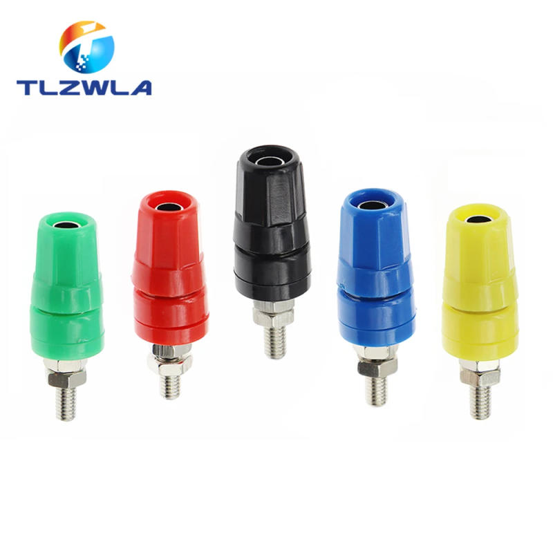 Description Picture 6 of item5PCS M4X36 Pure Copper Terminal 4MM Banana Jack Socket 20A Binding Post Banana Plug Connector M4*36 Black Red Blue Green Yellow
