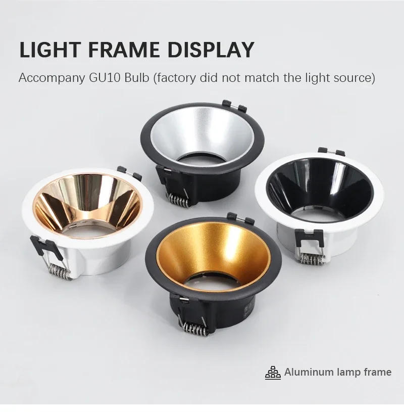 Description Picture 2 of itemRound Recessed Ceiling Mount Downlight Frame Bracket LED MR16/GU10 Lamp Socket Holder Base Rimless Spot Lighting Fitting Fixture