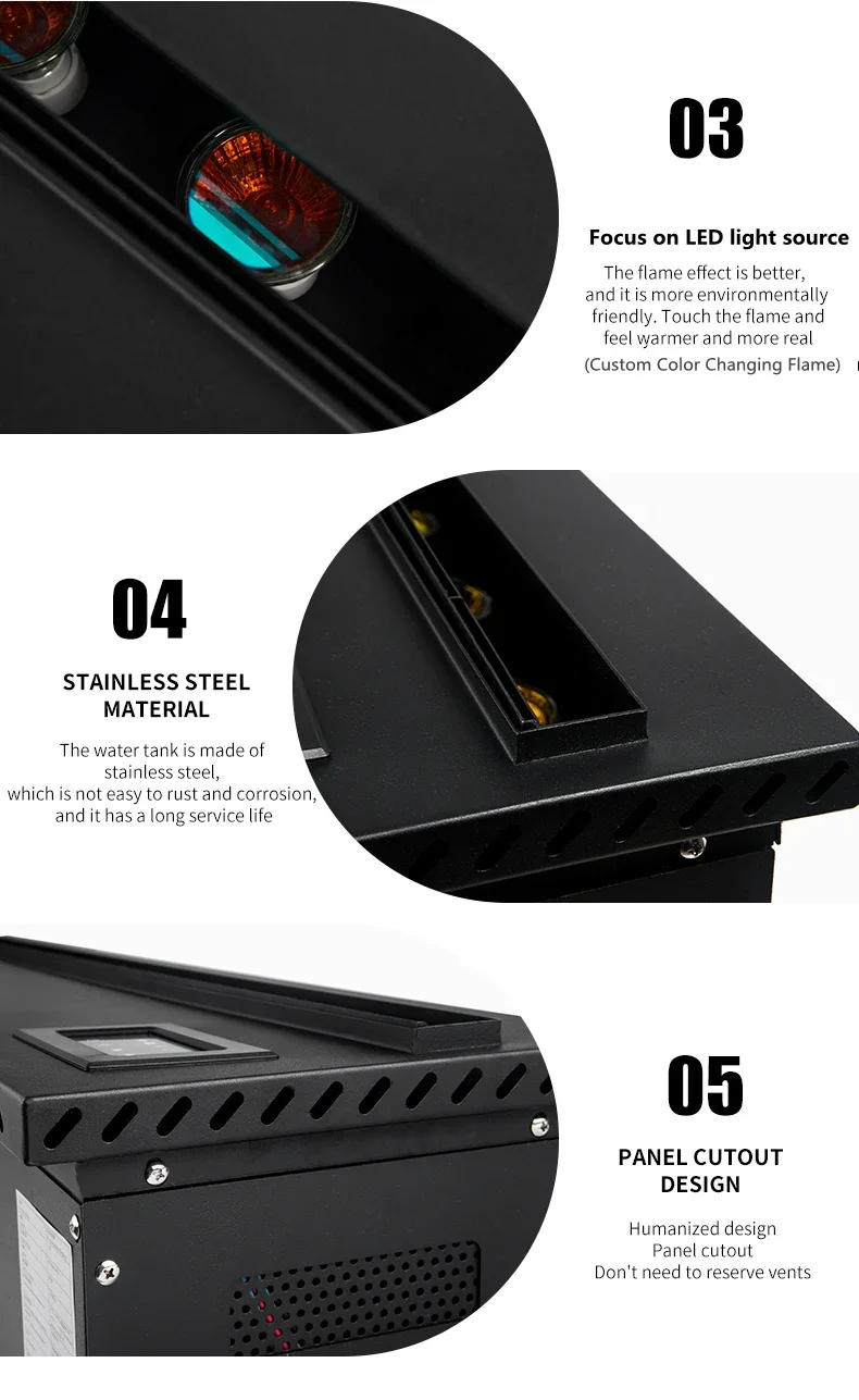 Description Picture 5 of itemSteam Fireplace1200 1500 1800mm Artificial Decor Flame LED Decorative Steam Fireplace Recessed 3D Water Vapor Electric Fireplace