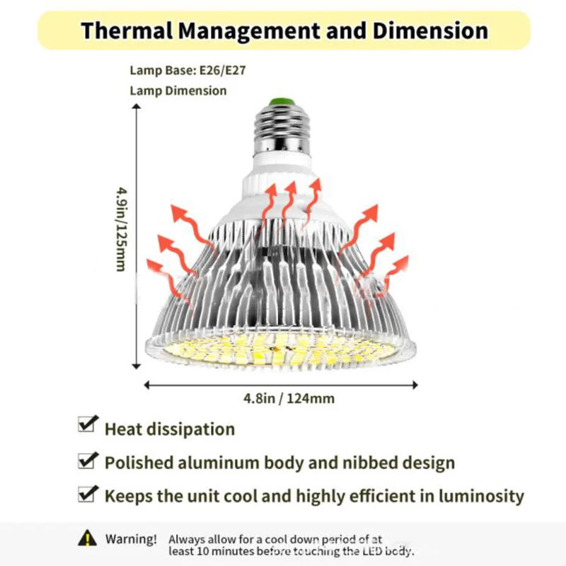 Description Picture 6 of item184 led Full Spectrum Plant Grow Light flower veg grow box tent bulbs indoor Phytolamp Greenhouse red yellow growing kit