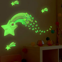 Cartoon Beautiful Meteor Luminous Wall Sticker Bedroom Kids Room Home Decoration Decals Self-adhesive Glow In The Dark Poster