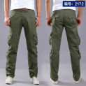 Summer Thin Men's Cargo Pants Multi-Pocket Slacks Male Loose Pants Straight Outdoor Work Pants Large Size Military Trousers Men