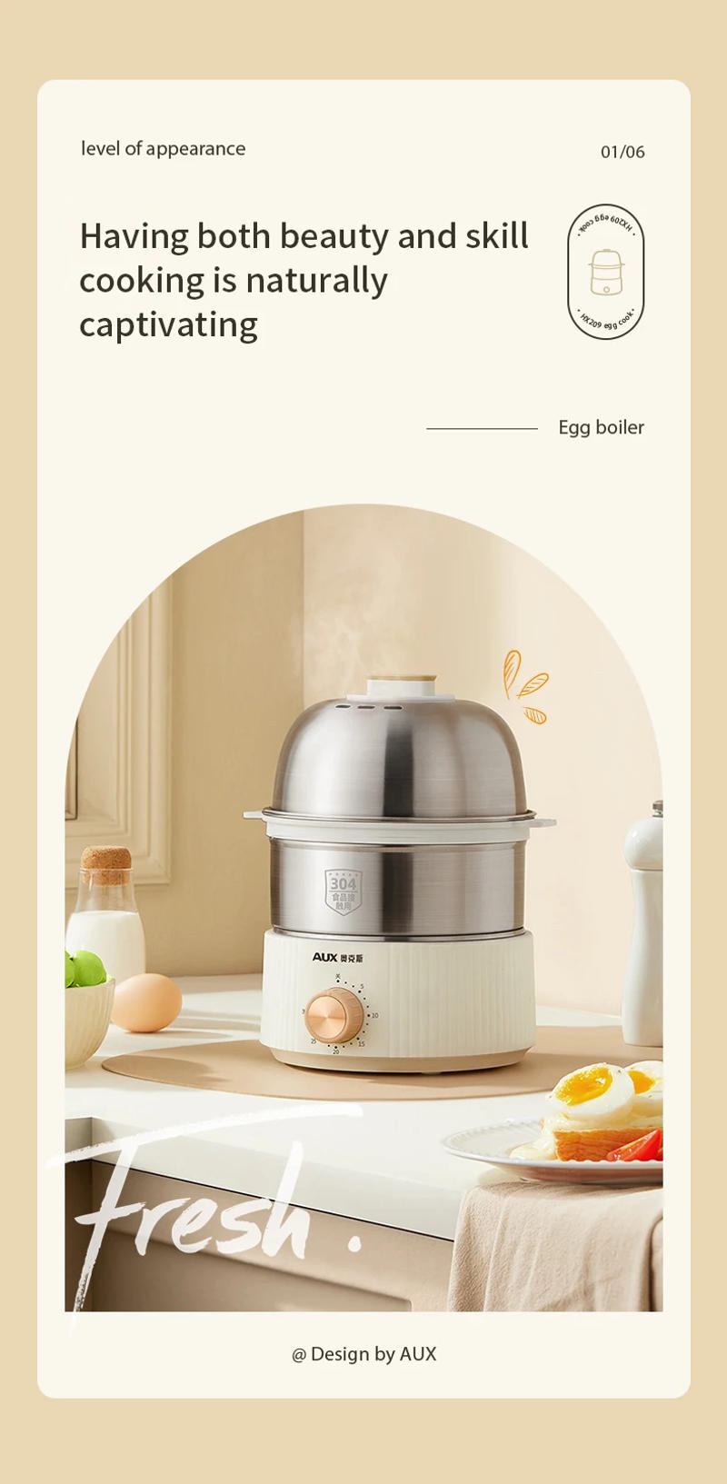 Description Picture 4 of item350W Electric Egg Cooker Timed Egg Boiler Breakfast Machine Automatic Steamer Egg Custard Steaming Cooker Food Warmer 2 Layers