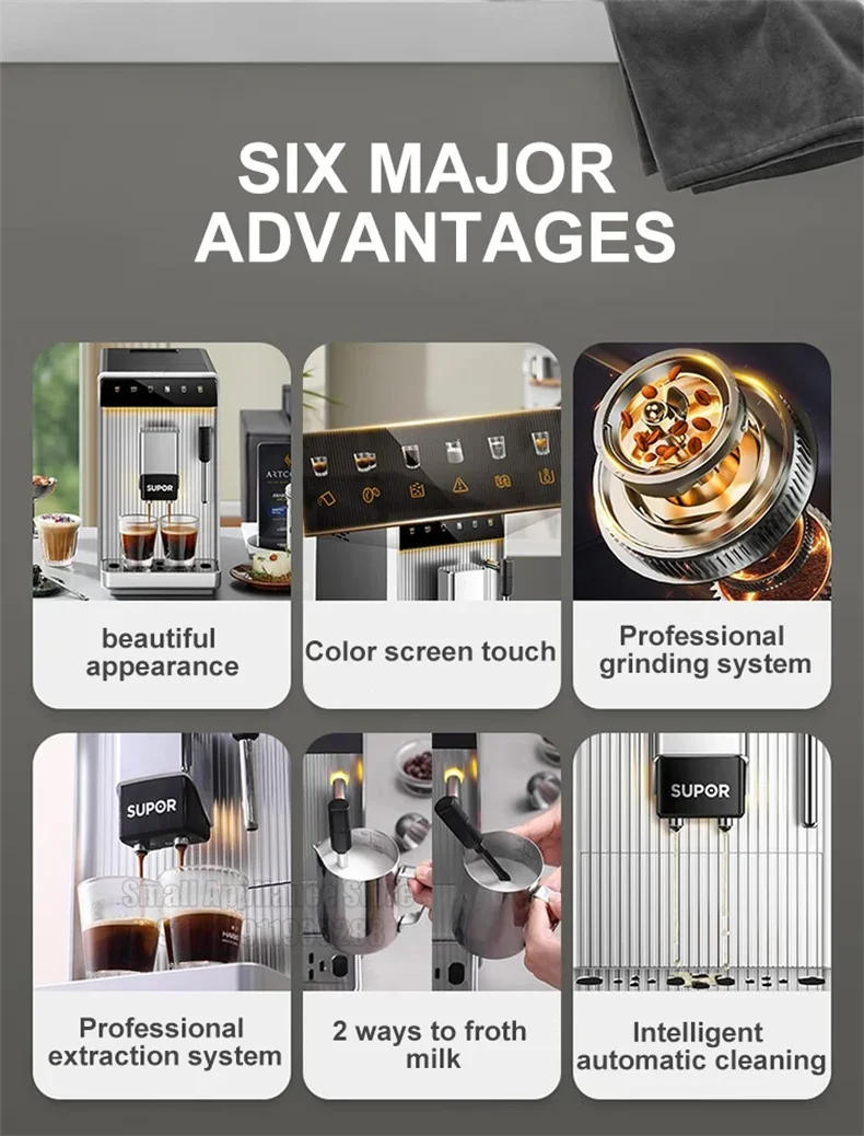 Description Picture 3 of itemSUPOR Smart Coffee Machine Fully Automatic Coffee Shop Home Coffee Machine Touch Menu With Milk Foam Cappuccino Latte Cold Brew