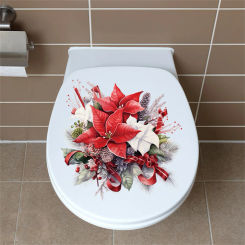 Toilet Stickers Christmas Flower Diy Self-Adhesive Toilet Decals For Bathroom Restroom Power Switch Decor Wc Decorations