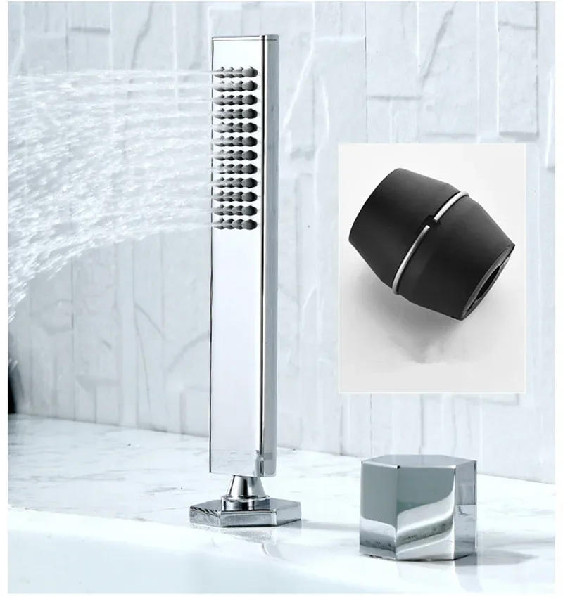 Description Picture 6 of itemGray Bathtub Faucet Widespread Tub Sink Mixer Tap Brushed Gold Brass Bathroom Bath Shower with Hand Head