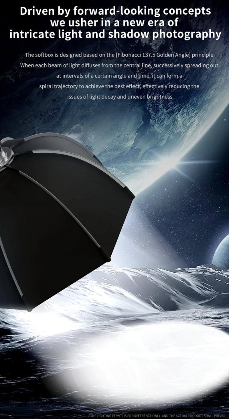 Description Picture 5 of itemTRIOPO K3 Series 55cm 65cm 90cm 120cm Quick-Setup Octagon Softbox Bowens Mount for Godox Aputure Sokani Studio LED Video Light