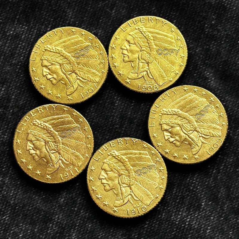 Description Picture 3 of itemUS 1907/1908/1909/1910/1911 Indian Gold Coins Box commemorative original old money Christmas Gift Replica Collectible dollar