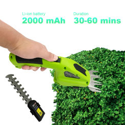 Cordless Grass Shear 7.2V 2 in 1 Cordless Electric Hedge Trimmer 2000mAh Battery Handheld Hedge Trimmer Grass Weeding Mower Tool