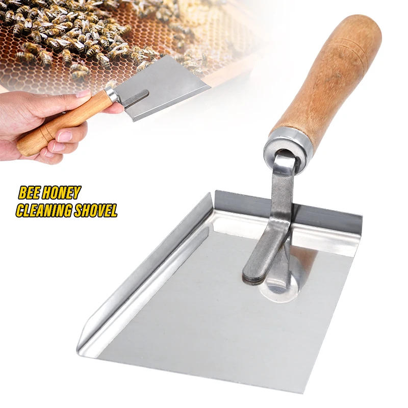 Description Picture 2 of itemBeekeeping Shovel Bee Honey Cleaning Stainless Steel Honey Scraper Cleaner Tools For Beekeeper Supplies Wooden Handle