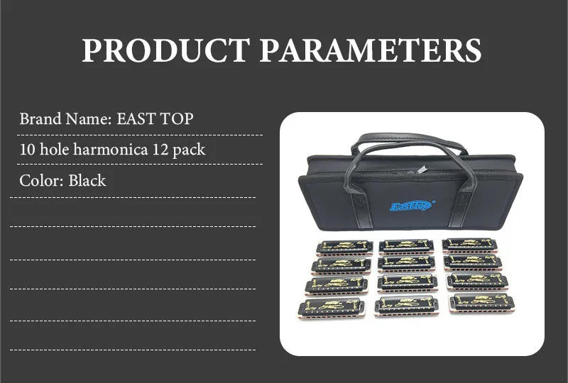 Description Picture 5 of itemEASTTOP T008K-12-P Case For 10 Hole Harmonica 12 Pack （Only Case，No Harmonica）