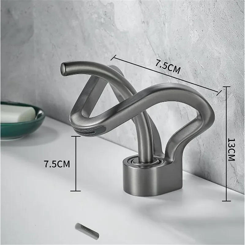 Description Picture 2 of itemGold Bathroom Faucet Black Basin Brass Creative Gray Bathrooom Sink Mixer Tap Hot & Cold Waterfall Basin