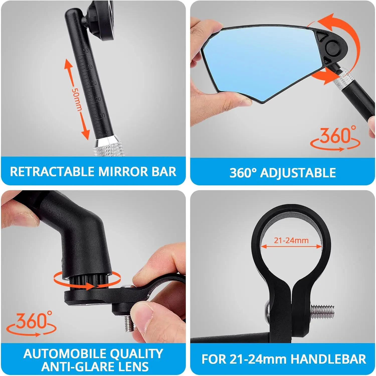 Description Picture 6 of itemBicycle Rear View Mirror Bike Cycling Clear Wide Range Back Sight Rearview Reflector Adjustable Handlebar Left Right Mirror