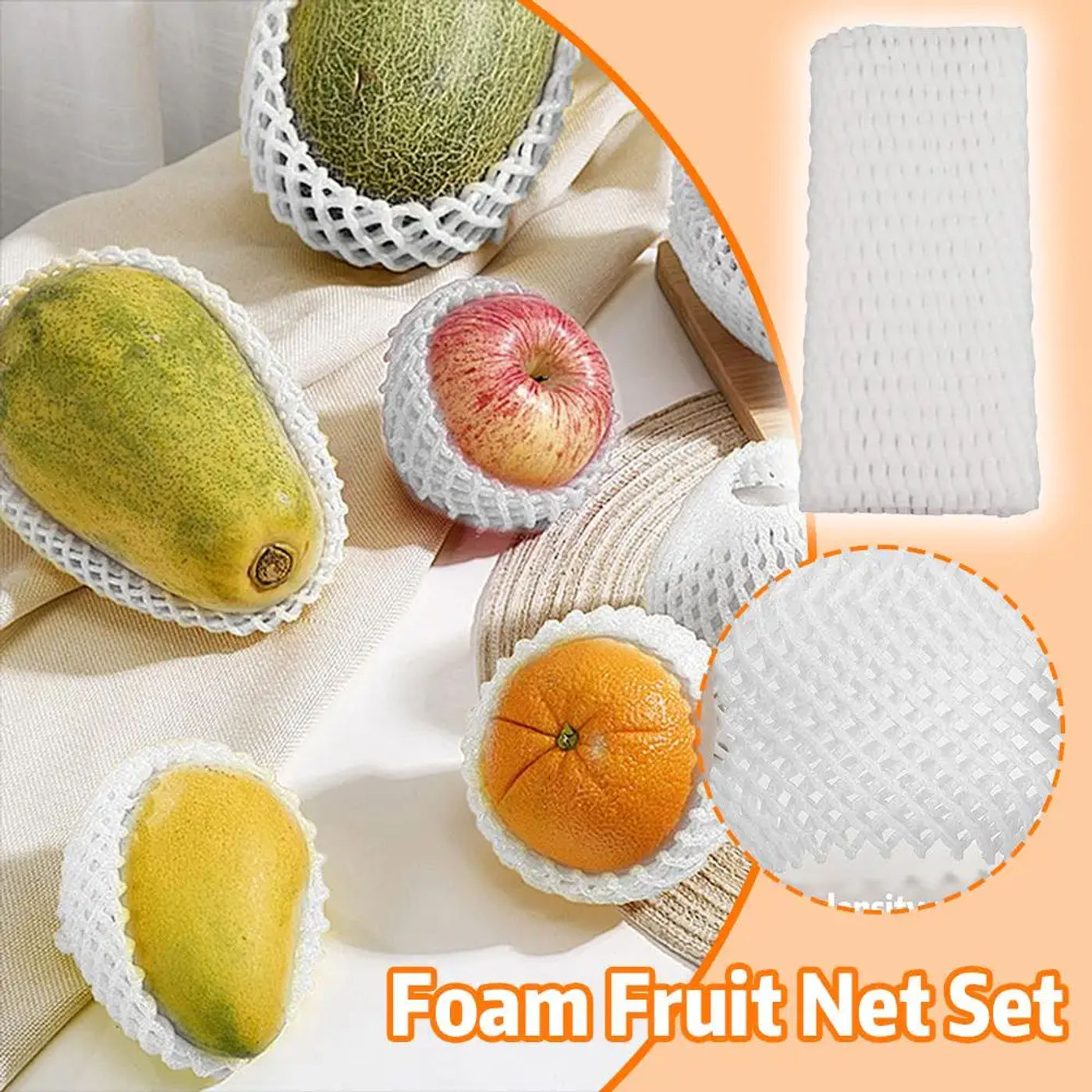 Description Picture 5 of item290/340Pcs Foam Net Sleeve Pocket Shockproof Protection Transport Packing Vegetable Fruit  Fragile Items Dedicated Mesh Bag