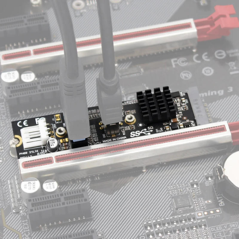 Description Picture 5 of itemM.2 M KEY PCIe to USB 3.1 Front Panel 5Gbps TYPE-E&C+19/20Pin Expansion Card USB3.0 Adapter Hub Riser with 4pin Power Connector