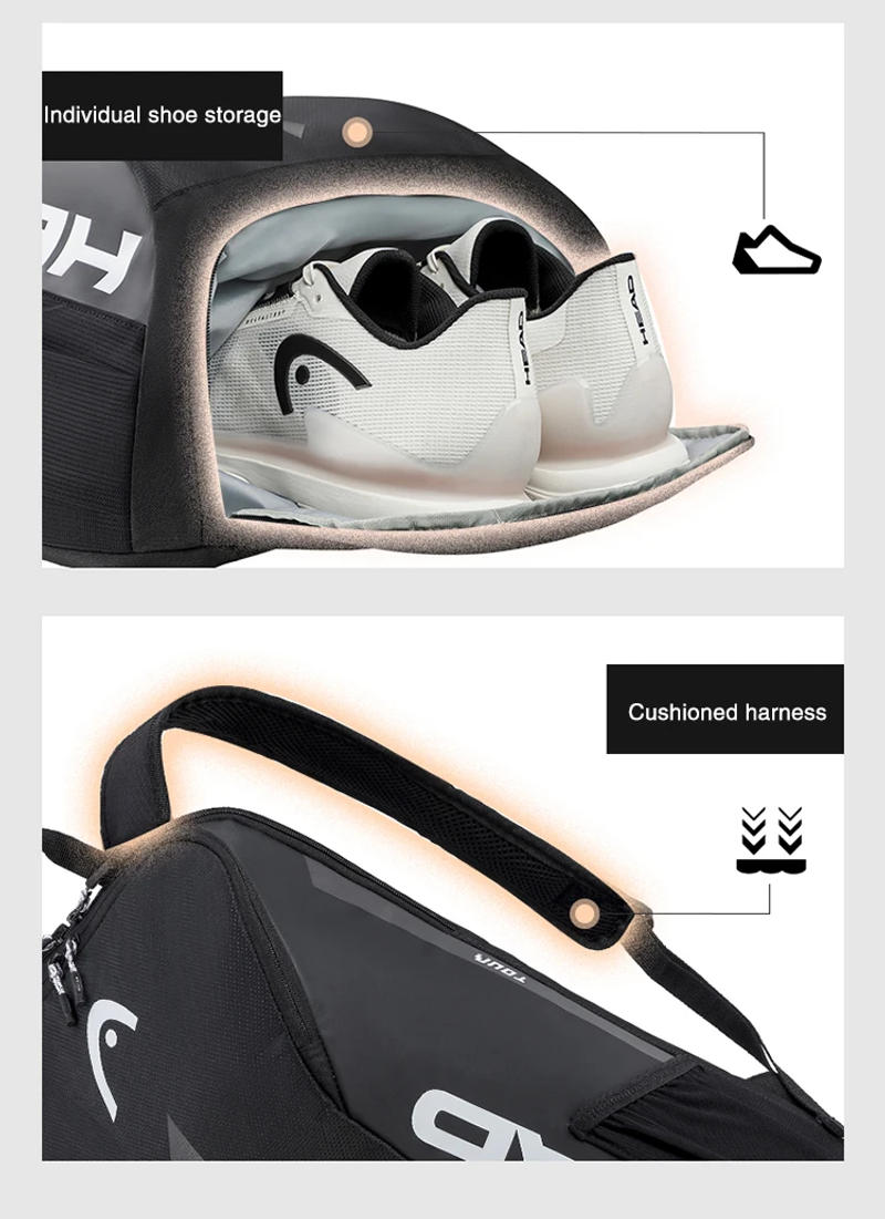 Description Picture 6 of itemHEAD TOUR Series 2024 Original Tennis Backpack 1-2Pack Head Tennis Racket Bag Padel Beach Tennis Shoulder Bag Racquet Tennis Bag