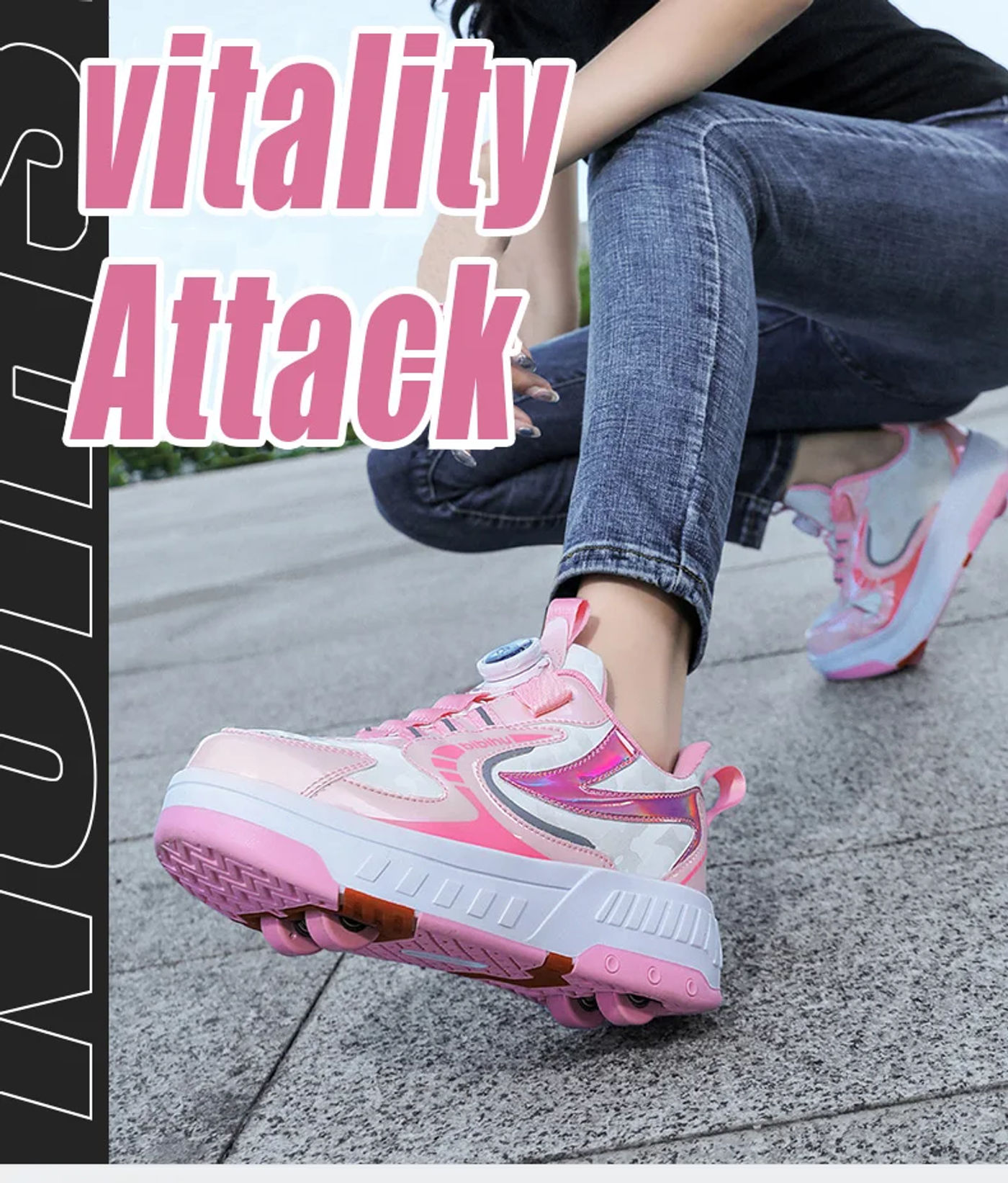 Description Picture 3 of itemChildren Junior Child Roller Skate Shoes Kids Sneakers 2024 Boys Girls Gifts Wheels Shoes Adult Casual Outdoors Sports Shoes