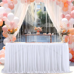 Semi-Sheer Chiffon Table skirt  Birthday Party Table Setting Dining Vintage Wedding Christmas Banquets Cake Decor