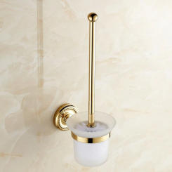 Luxury Bathroom Accessories Wall Mounted Gold Color Brass Bathroom Toilet Brush Holder with Brush Nba611