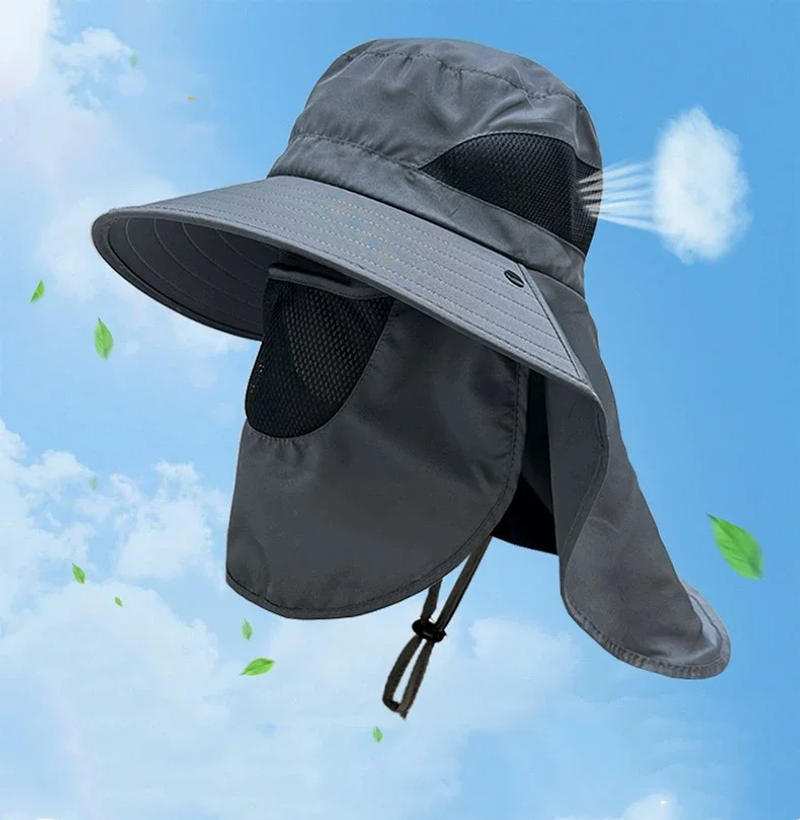 Description Picture 2 of itemSummer Sun Hats UV Protection Outdoor Hunting Fishing Cap For Men Women Hiking Camping Visor Bucket Hat Neck Flap Fisherman Hat