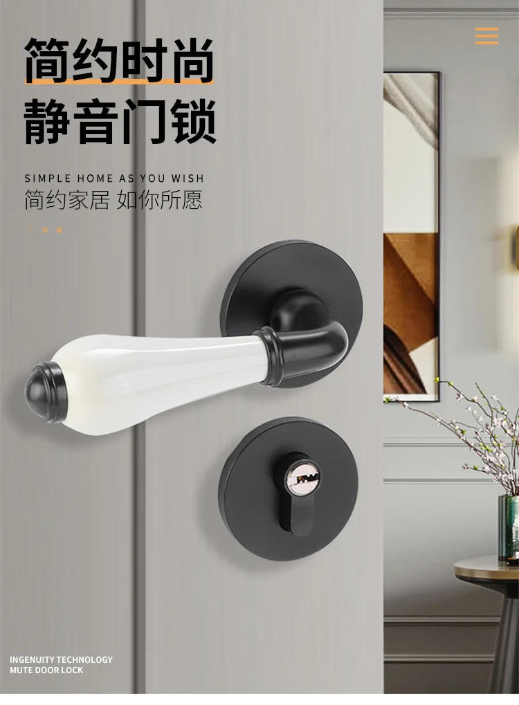 Description Picture 2 of itemAmerican Retro Split Door Lock Mute Lock Cylinder Indoor Bedroom Home Room Door Lock Wooden Door Lock Set Handle Lock