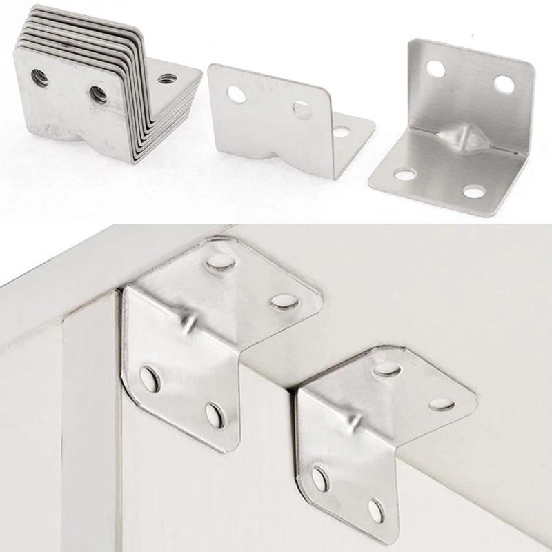 Description Picture 5 of itemStainless Steel Quadrilateral Angle Code Thickened 6 Holes Partition Fixing Bracket 90 Degrees