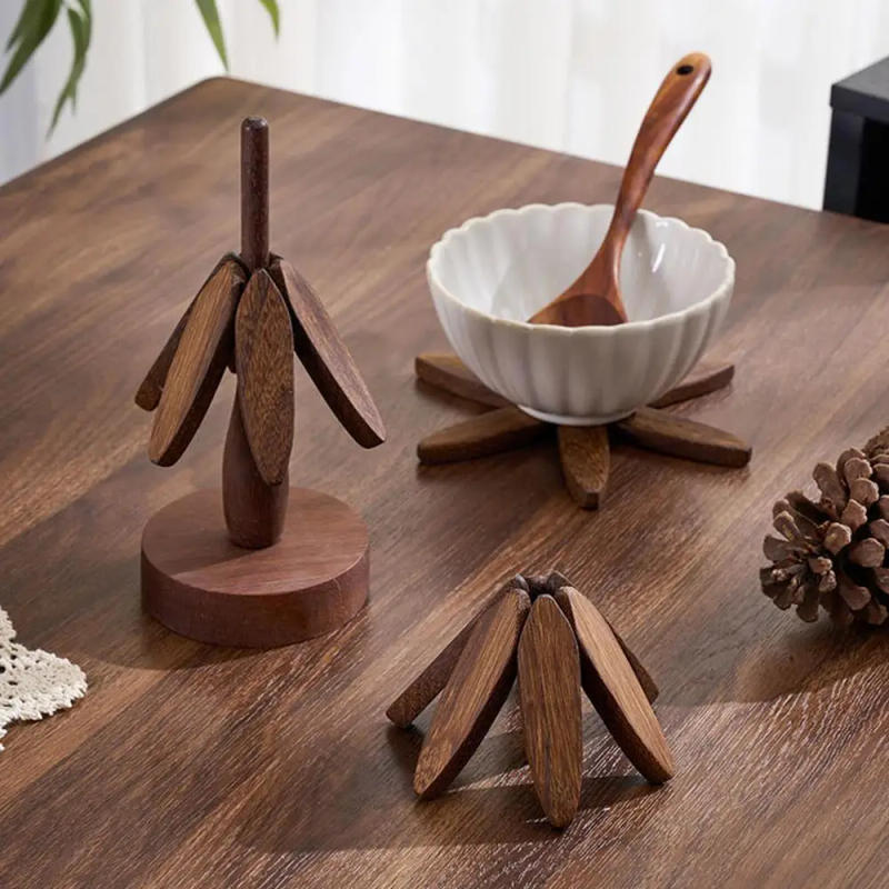 Description Picture 3 of itemWooden Tree Trivet Set Tree Shape Trivet Set Coaster Wood Table Mat Tree Shape Foldable Heat Resistant Pads for Teapot Pans Bowl