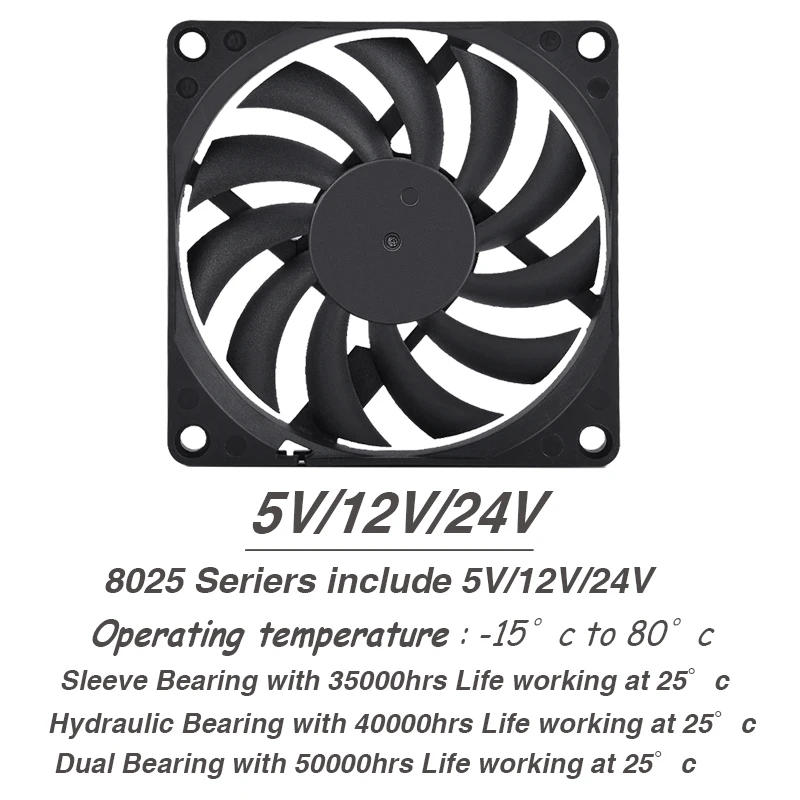 Description Picture 6 of itemYOUNUON 80MM Fan 5V USB Fan 80x80x10mm 8cm DC 5V 12V 24V 8010 Fan Brushless Cooling Cooler PC Fan Computer Case Fan Cooler