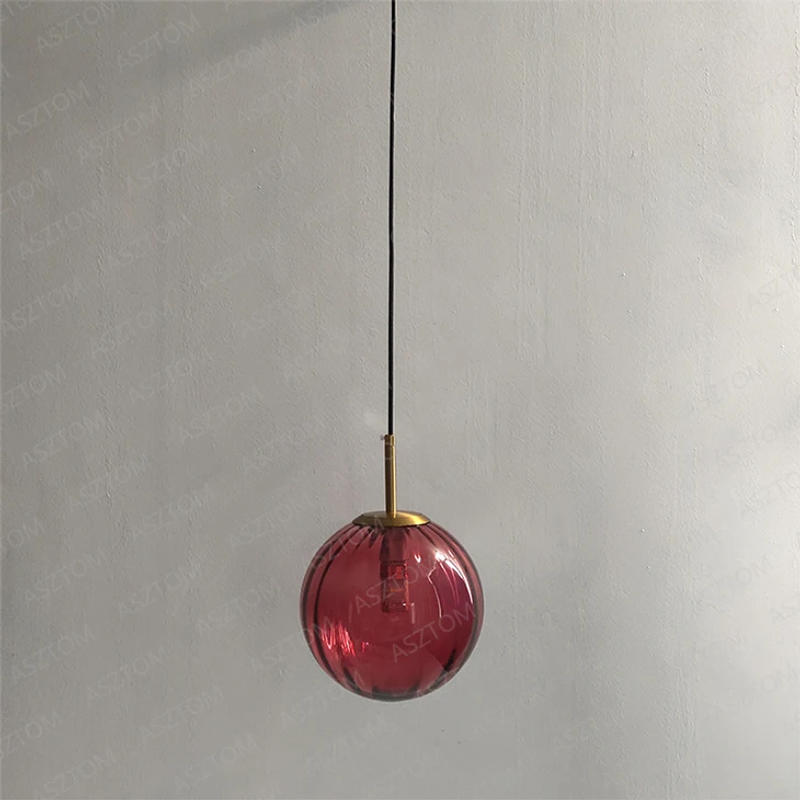 Description Picture 6 of itemColored glass ball Pendant Light Nordic LED Hanglamp For Bedroom Dining Room Bar Decor Loft Luminaire Suspension Kitchen Fixture