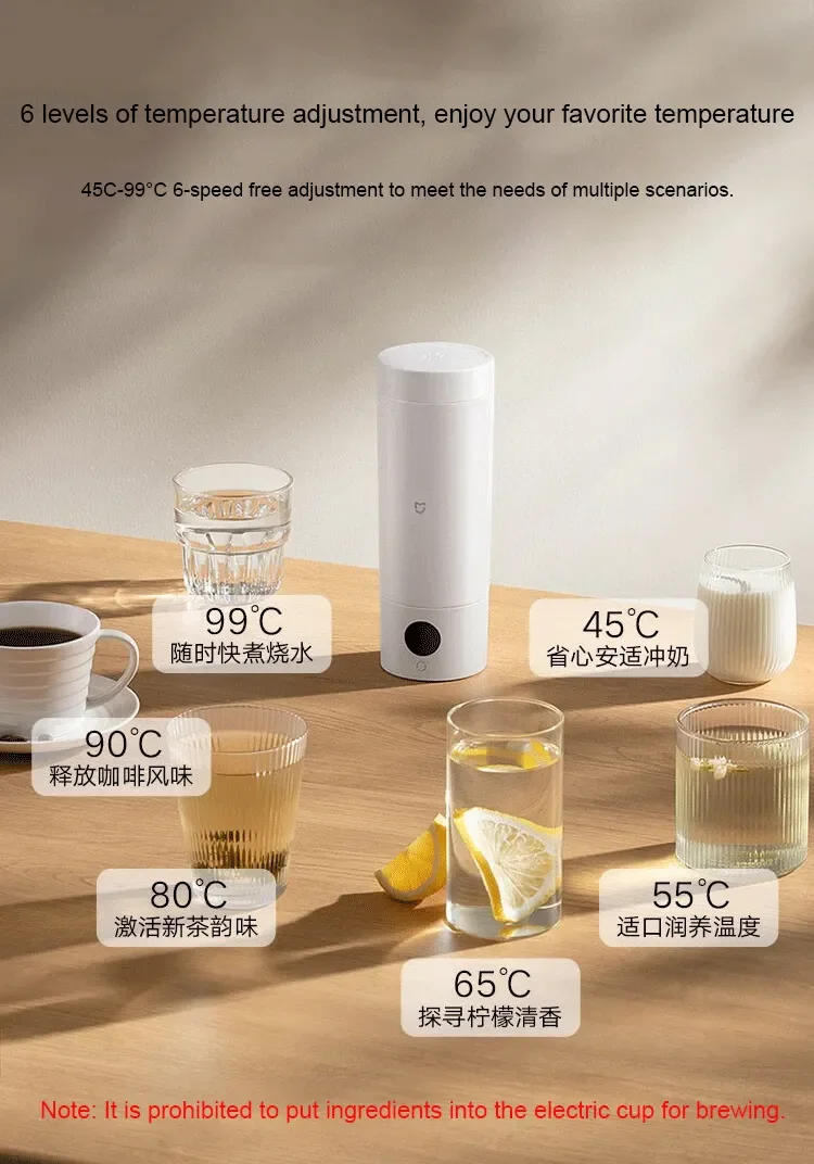 Description Picture 6 of itemNEW XIAOMI Mijia Portable Electric Kettle 2, Smart Temperature Insulate Travel Kettle Water Boiler Heating Thermos Cup 350ml