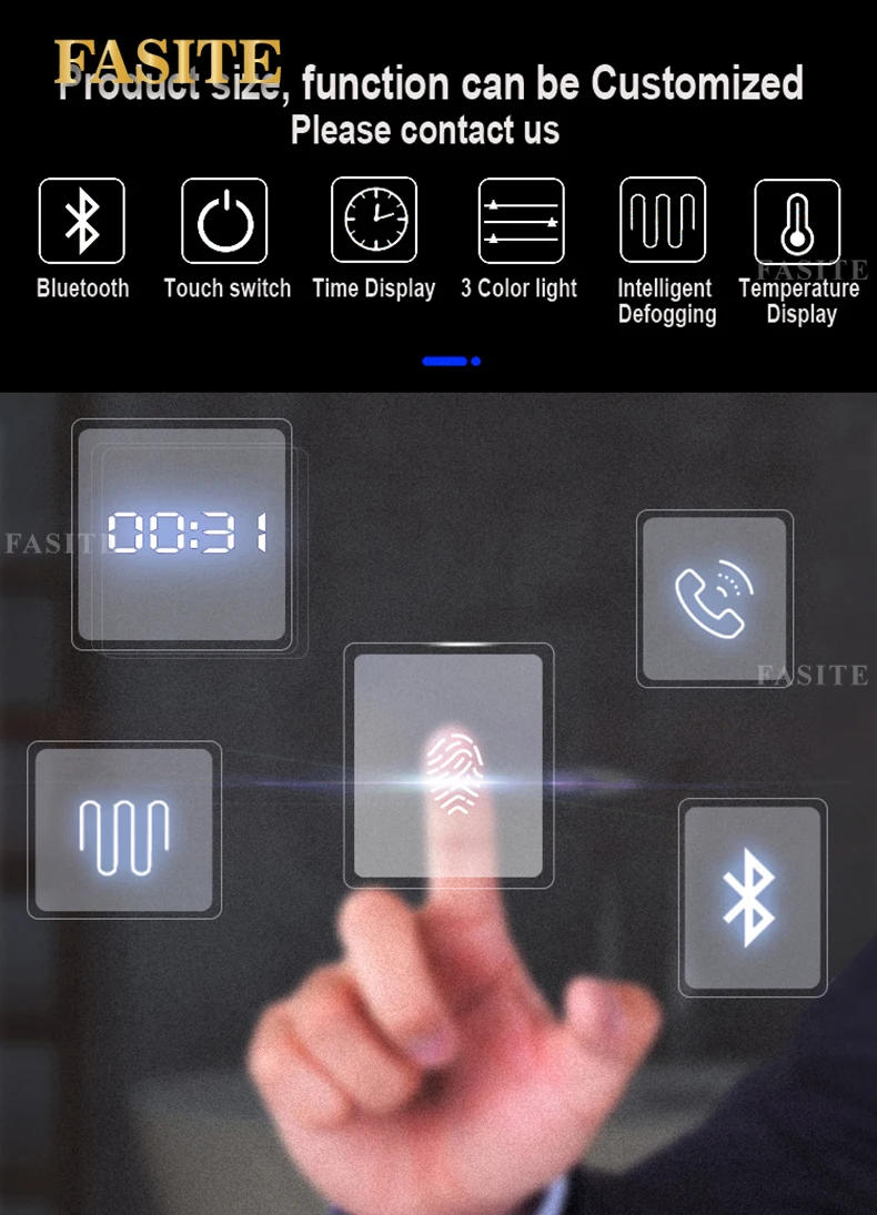 Description Picture 2 of item50x80cm Smart Oval Makeup Bathroom Mirror High Quality Refection Three Color LED Vanity Mirror With Anti-fog Brightness Dimmer