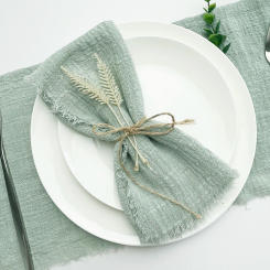 30pcs 32x32cm Wholesale sage green Gauze Cotton Napkin Reusable Tea Towel Wedding Party Christmas Table Decor Retro Burrs napkin