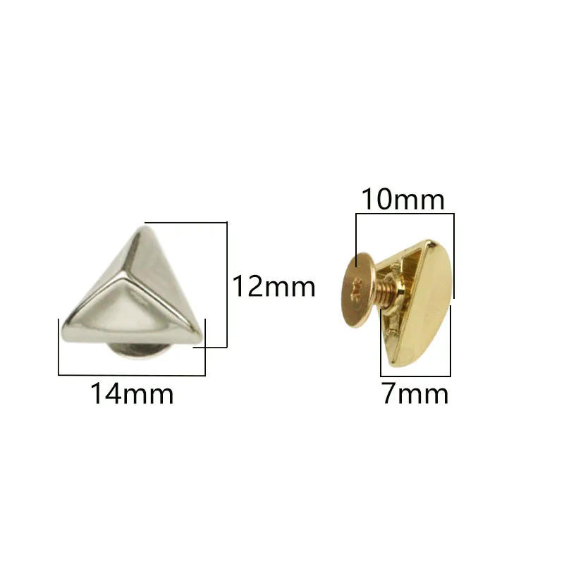 Description Picture 2 of item4pcs Triangle Shape Metal Screw Back Rivets for Leather Studs Nail Garment Leather Craft Belt Wallet Bag Decoration Hardware