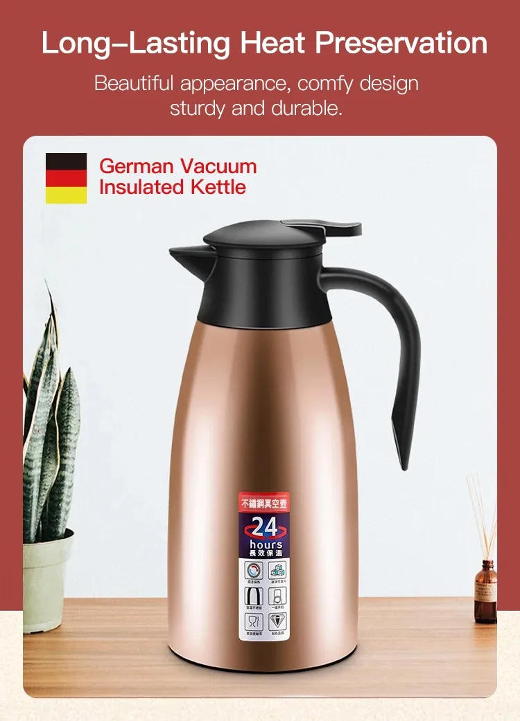 Description Picture 4 of itemIconic Brand 2L Thermal Coffee Bottle Stainless Steel Vacuum Flasks Office Hot Coffee Thermos Insulation Kettle Hot Water Thermos Pot