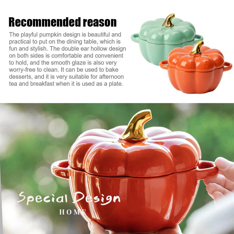 Description Picture 5 of itemPumpkin Reusable Cereal Bowl With Lid Microwave Bakeware Oven Baking Kitchen Halloween Party Festival Decoration ramen bowl set