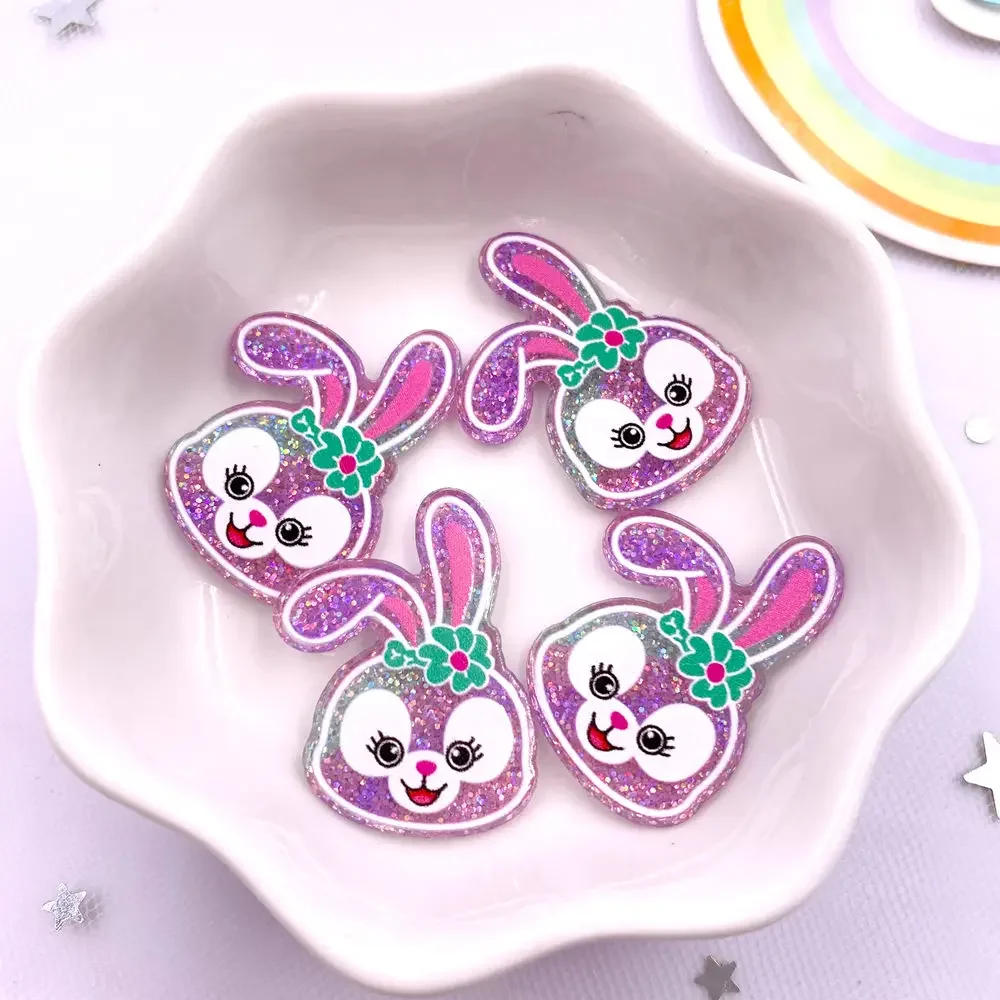 Description Picture 6 of item10PCS Colorful Glitter Rainbow Bear Rabbit Flower Dolphin Cactus Flatback Acrylic Sheet Miniature Pattern Applique DIY J332 A