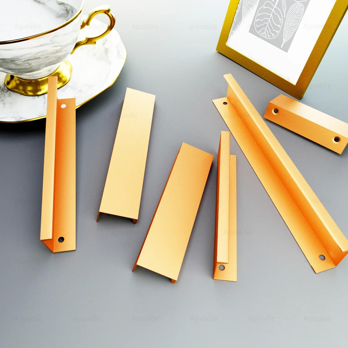 Description Picture 4 of item64-800mm Silver Black Hidden Cabinet Handles Zinc Alloy Kitchen Cupboard Pulls Drawer Knobs Furniture Door Handle Hardware