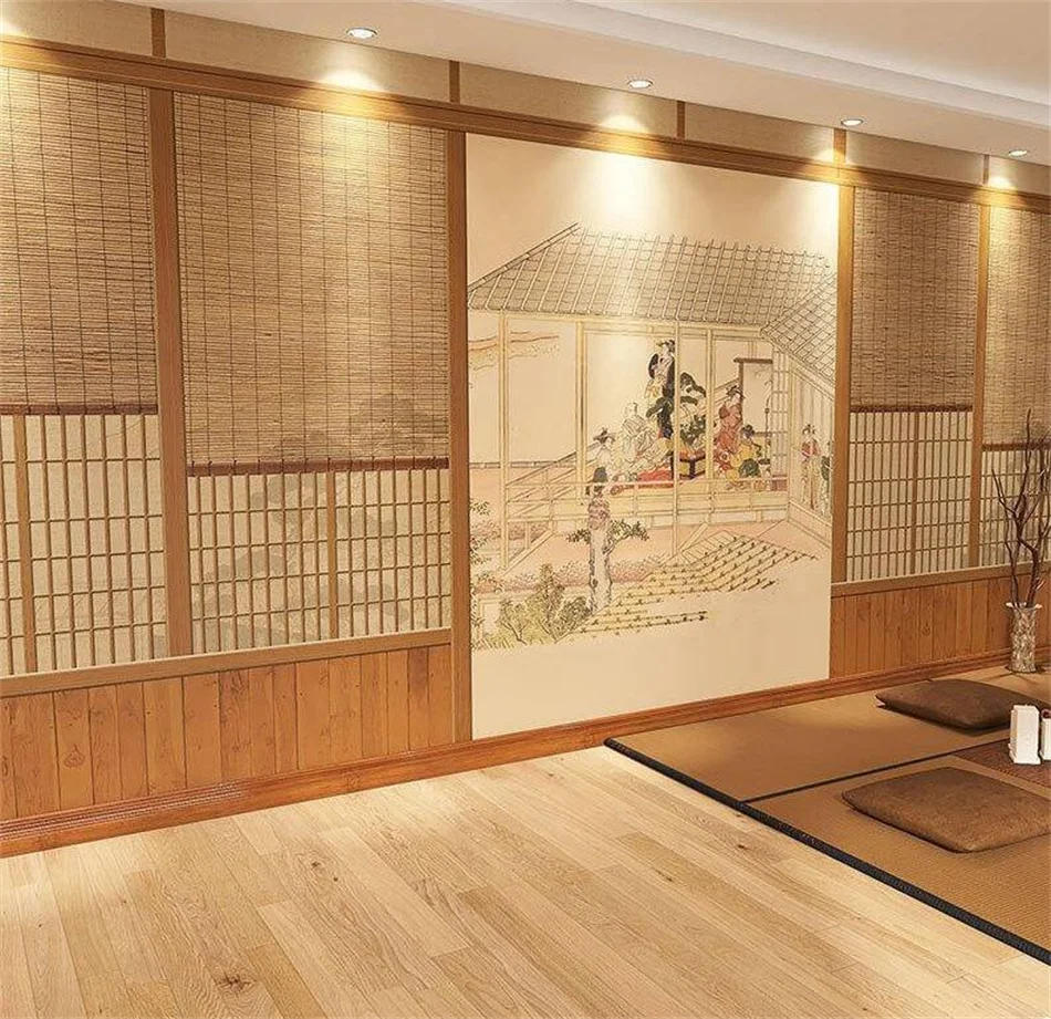 Description Picture 2 of itemCustom Japanese Style Blossom Traditional Costume Beauties Mural for Sushi Restaurant Industrial Decor Wallpaper 3D