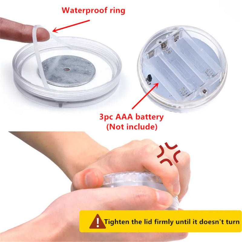 Description Picture 5 of item10leds RGB Led Submersible Light Underwater Night Lamp Battery Operated Garden Swimming Pool Light for Wedding Party Vase Bowl