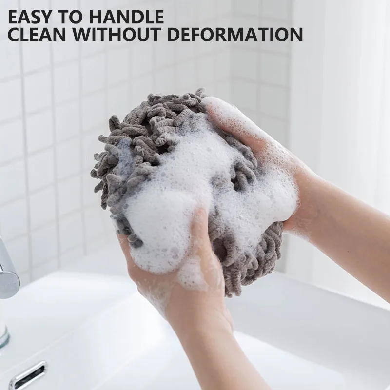 Description Picture 5 of itemChenille Hand Towels Kitchen Bathroom Hand Towel Ball with Hanging Loops Quick Dry Soft Absorbent Microfiber Towels