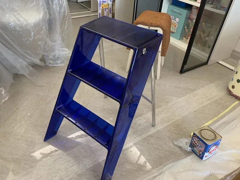 Description Picture 2 of itemModern Home Folding Ladder Transparent Acrylic Step Ladders Japanese Portable Telescopic Ladder Rack Creative Stairs Step Stool