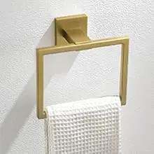 Description Picture 6 of itemTNOMS 5-Piece Bathroom Hardware Set 23.6 Inch Gold Towel Bar Set Towel Bar Towel Ring Coat Hook & Toilet Paper Holder with Shelf