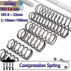 65Mn Wire Diameter 1.4 Mm Cylidrical Coil Compression Spring Return Compressed Springs Release Pressure Spring Steel Coils 5 Pcs
