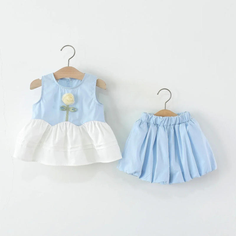 Description Picture 3 of itemChildren's Summer Sleeveless Two-piece Set, Korean Version, New Little Girl Flower Top+shorts