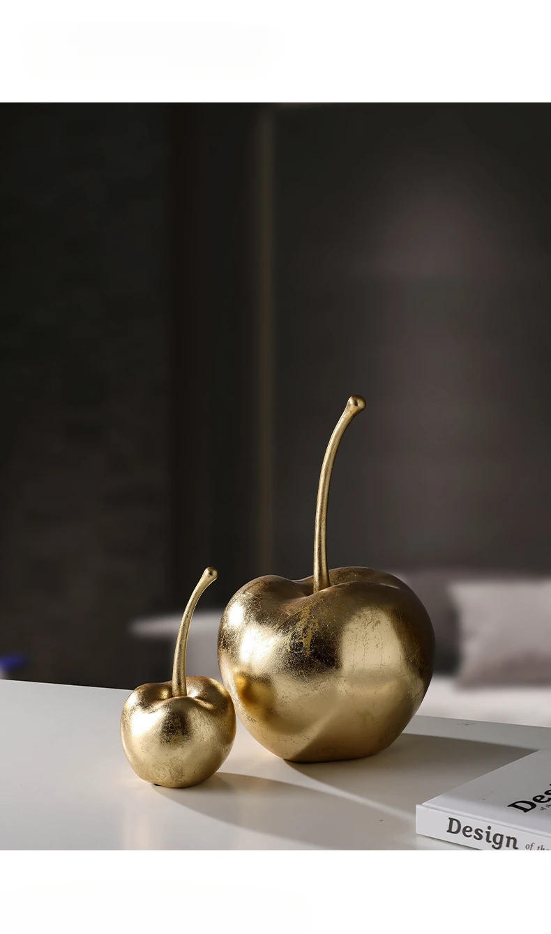 Description Picture 5 of itemResin Crafts Golden Apples Fruit Sculptures Apple Ornaments Cherry Decorative Figurines Home Decoration Accessories